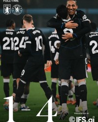 维拉1-4切尔西全场数据：控球率43%-57%，射门9-15，射正4-8